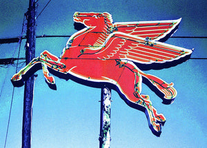 Vintage Mobil Pegasus Winged Horse Sign - Art Print