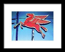 Load image into Gallery viewer, Vintage Mobil Pegasus Winged Horse Sign - Framed Print