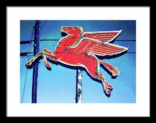 Load image into Gallery viewer, Vintage Mobil Pegasus Winged Horse Sign - Framed Print