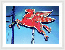 Load image into Gallery viewer, Vintage Mobil Pegasus Winged Horse Sign - Framed Print