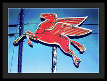 Load image into Gallery viewer, Vintage Mobil Pegasus Winged Horse Sign - Framed Print