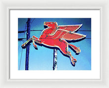 Load image into Gallery viewer, Vintage Mobil Pegasus Winged Horse Sign - Framed Print