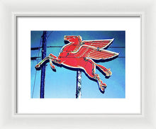 Load image into Gallery viewer, Vintage Mobil Pegasus Winged Horse Sign - Framed Print