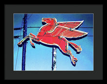 Load image into Gallery viewer, Vintage Mobil Pegasus Winged Horse Sign - Framed Print