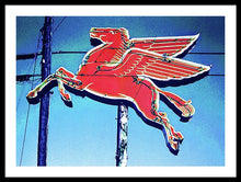 Load image into Gallery viewer, Vintage Mobil Pegasus Winged Horse Sign - Framed Print