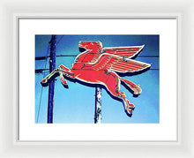 Load image into Gallery viewer, Vintage Mobil Pegasus Winged Horse Sign - Framed Print