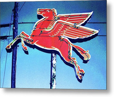 Vintage Mobil Pegasus Winged Horse Sign - Metal Print