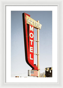 Vintage Motel Sign - Aztec - Framed Print