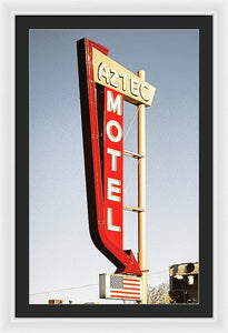 Vintage Motel Sign - Aztec - Framed Print