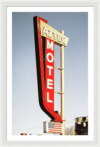 Vintage Motel Sign - Aztec - Framed Print