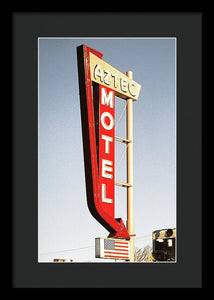 Vintage Motel Sign - Aztec - Framed Print