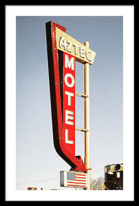 Vintage Motel Sign - Aztec - Framed Print