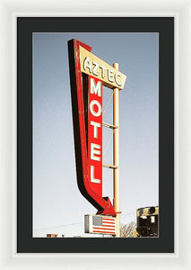 Vintage Motel Sign - Aztec - Framed Print