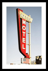 Vintage Motel Sign - Aztec - Framed Print