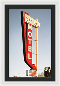 Vintage Motel Sign - Aztec - Framed Print