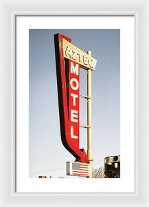 Vintage Motel Sign - Aztec - Framed Print