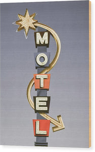 Vintage Motel Sign  - Wood Print