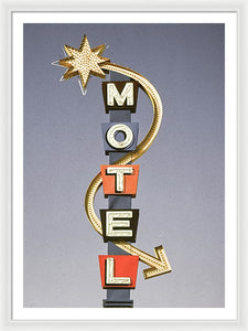 Vintage Motel Sign  - Framed Print