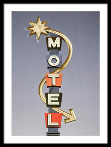 Vintage Motel Sign  - Framed Print