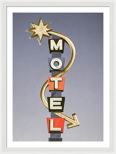 Vintage Motel Sign  - Framed Print