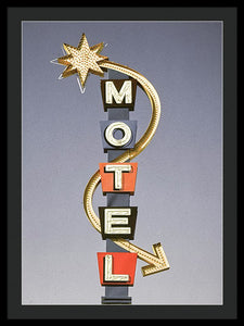 Vintage Motel Sign  - Framed Print