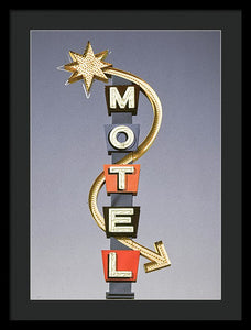 Vintage Motel Sign  - Framed Print