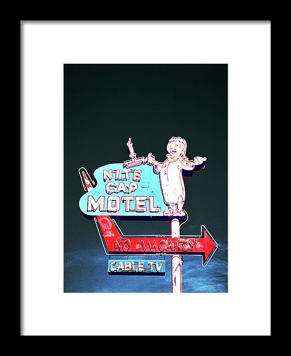 Vintage Motel Sign - Nite Cap - Framed Print