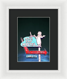 Vintage Motel Sign - Nite Cap - Framed Print