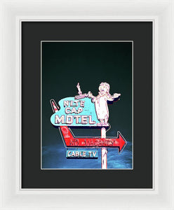 Vintage Motel Sign - Nite Cap - Framed Print