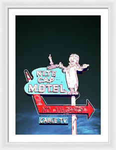 Vintage Motel Sign - Nite Cap - Framed Print