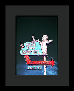 Vintage Motel Sign - Nite Cap - Framed Print