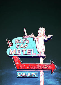 Vintage Motel Sign - Nite Cap - Art Print