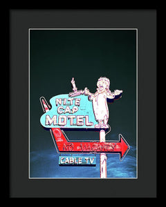 Vintage Motel Sign - Nite Cap - Framed Print