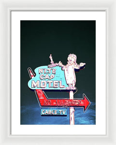 Vintage Motel Sign - Nite Cap - Framed Print