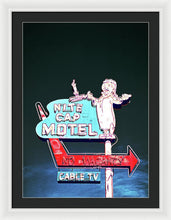 Load image into Gallery viewer, Vintage Motel Sign - Nite Cap - Framed Print