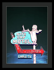 Vintage Motel Sign - Nite Cap - Framed Print