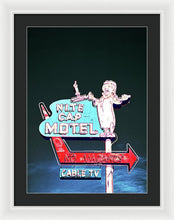 Load image into Gallery viewer, Vintage Motel Sign - Nite Cap - Framed Print