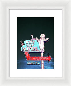 Vintage Motel Sign - Nite Cap - Framed Print