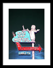 Load image into Gallery viewer, Vintage Motel Sign - Nite Cap - Framed Print