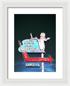 Vintage Motel Sign - Nite Cap - Framed Print