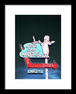 Vintage Motel Sign - Nite Cap - Framed Print