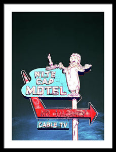 Vintage Motel Sign - Nite Cap - Framed Print