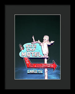 Vintage Motel Sign - Nite Cap - Framed Print