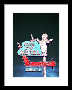 Vintage Motel Sign - Nite Cap - Framed Print