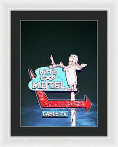 Vintage Motel Sign - Nite Cap - Framed Print