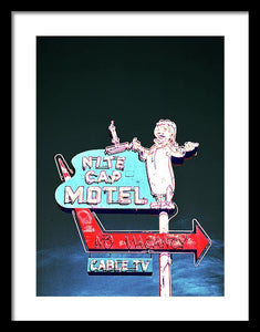 Vintage Motel Sign - Nite Cap - Framed Print