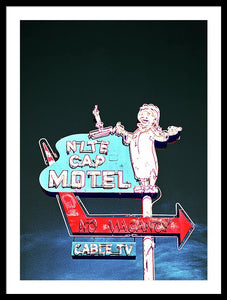 Vintage Motel Sign - Nite Cap - Framed Print