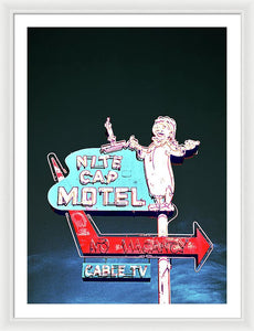 Vintage Motel Sign - Nite Cap - Framed Print