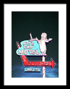 Vintage Motel Sign - Nite Cap - Framed Print