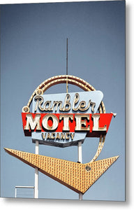 Vintage Motel Sign - Rambler - Metal Print